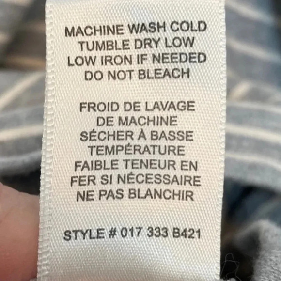 Rebecca Taylor La Vie Grey & White Stripe Cotton Puff Sleeve Blouse Size Large L - Picture 4 of 6